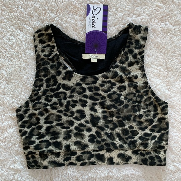 NWT Leopard Razorback Cotton Sports Bra - Picture 1 of 8